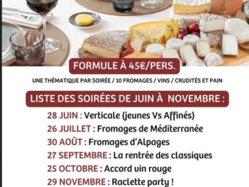 Soirées dégustation fromages Du 27 sept au 29 nov 2024