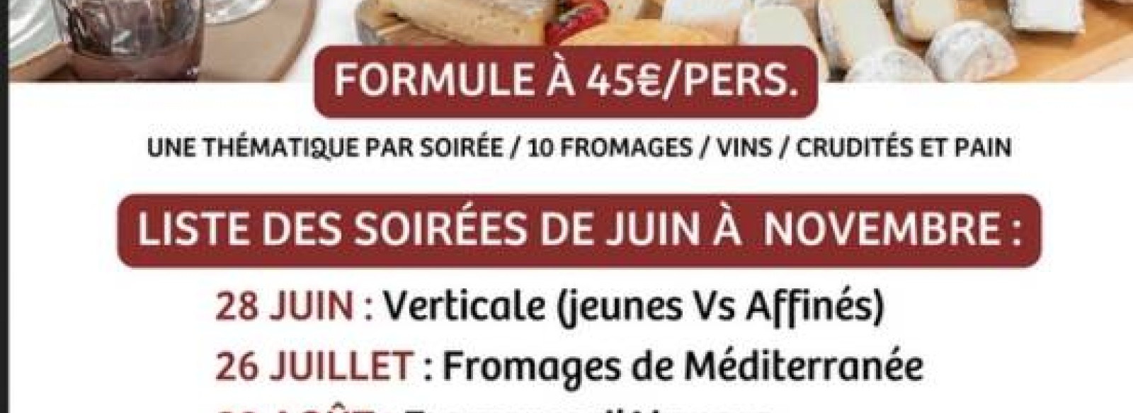 Soirees degustation fromages