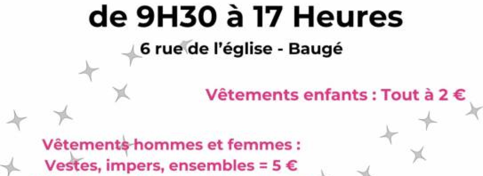 Braderie a la Boutique Solidaire a Bauge