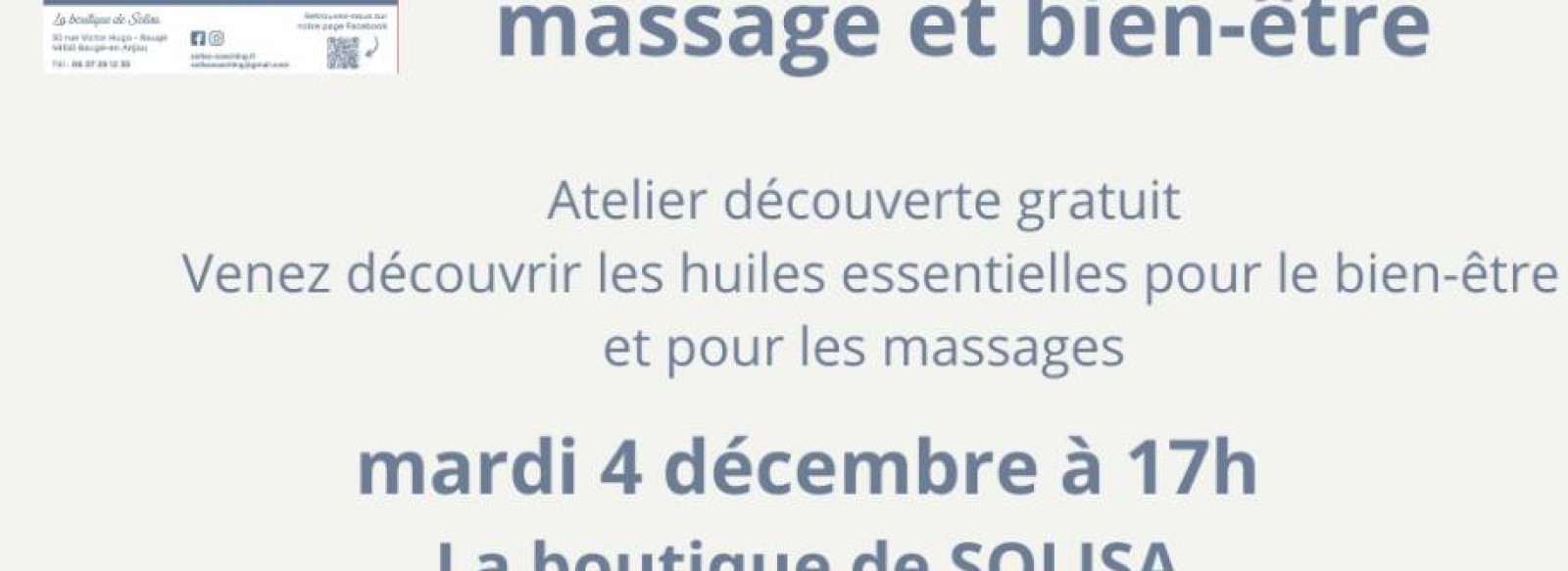 Atelier "Mes huiles Essentielles massage et bien-etre" a Bauge